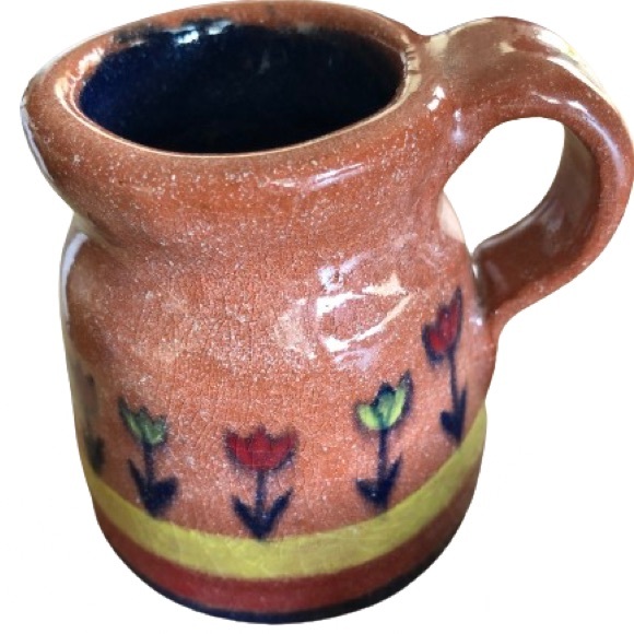 Dutch Bros. Theme Terra Cotta Espresso Mug Cup Yellow Red Tulip Flowers - Picture 3 of 7